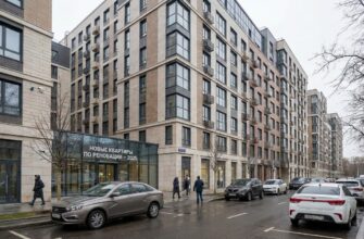 Современный жилой комплекс в Москве построенный по программе реновации в 2025 году