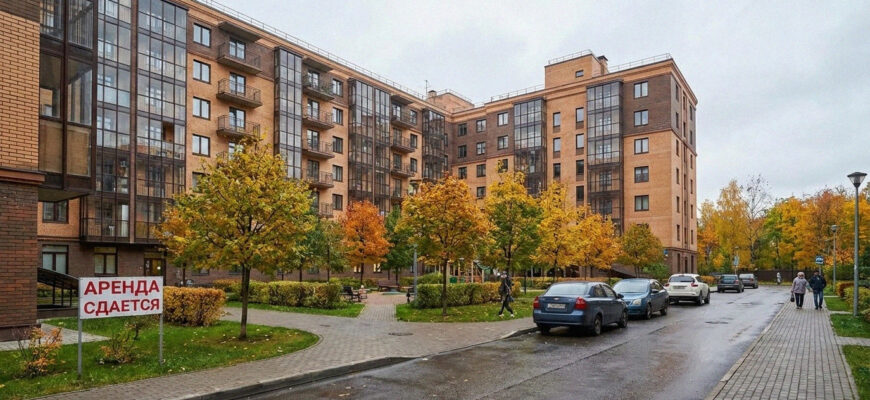 Современный жилой комплекс в Москве, ключи от квартиры и деньги на фоне города